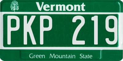 VT license plate PKP219