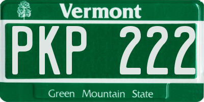VT license plate PKP222