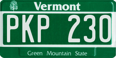 VT license plate PKP230
