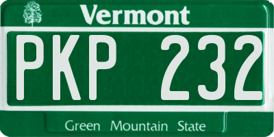 VT license plate PKP232