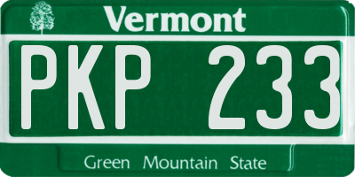 VT license plate PKP233