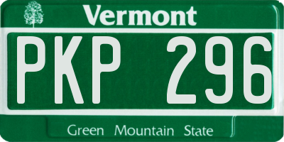 VT license plate PKP296