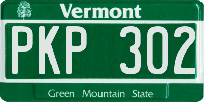 VT license plate PKP302