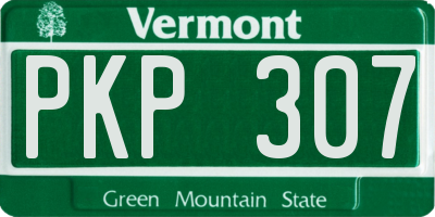 VT license plate PKP307
