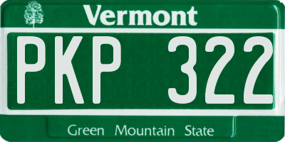 VT license plate PKP322