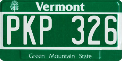 VT license plate PKP326