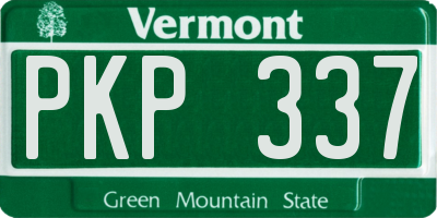 VT license plate PKP337