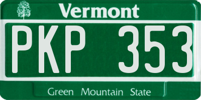 VT license plate PKP353
