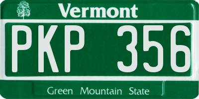 VT license plate PKP356