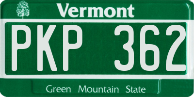 VT license plate PKP362
