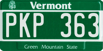 VT license plate PKP363