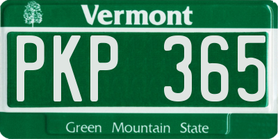 VT license plate PKP365
