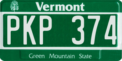 VT license plate PKP374