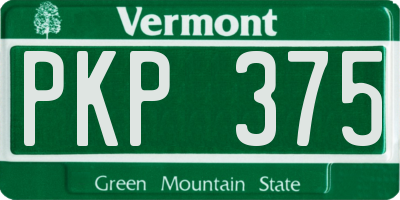 VT license plate PKP375