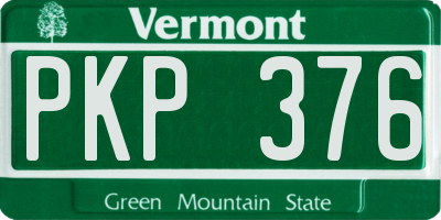 VT license plate PKP376