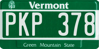 VT license plate PKP378