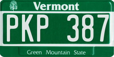 VT license plate PKP387