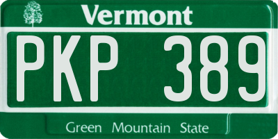 VT license plate PKP389
