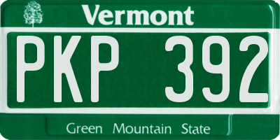 VT license plate PKP392
