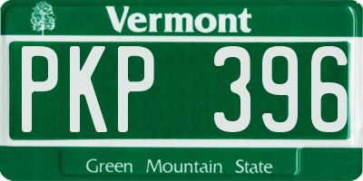 VT license plate PKP396