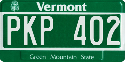 VT license plate PKP402