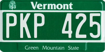 VT license plate PKP425