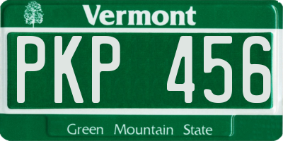 VT license plate PKP456