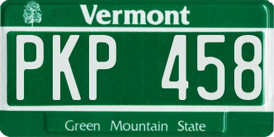 VT license plate PKP458
