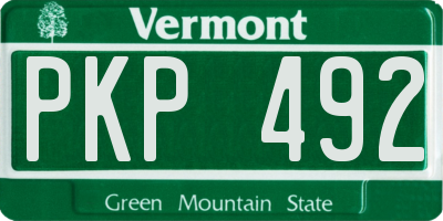 VT license plate PKP492