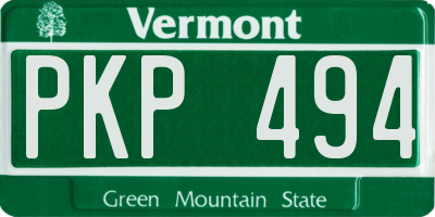 VT license plate PKP494