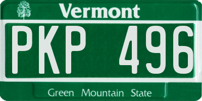 VT license plate PKP496