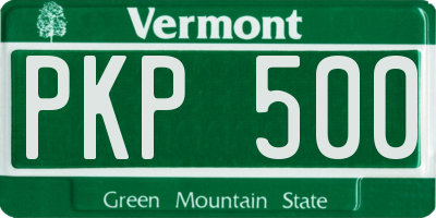 VT license plate PKP500