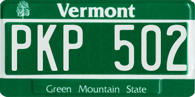 VT license plate PKP502