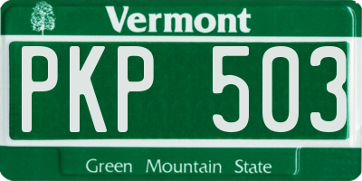 VT license plate PKP503