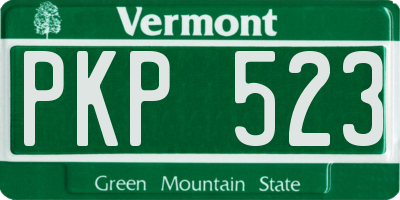 VT license plate PKP523