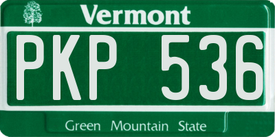 VT license plate PKP536