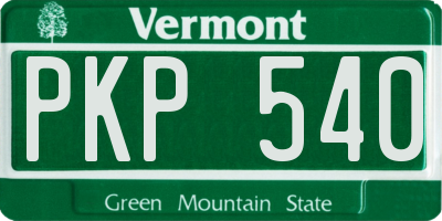 VT license plate PKP540