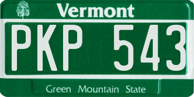 VT license plate PKP543