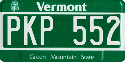 VT license plate PKP552