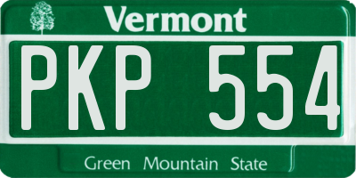 VT license plate PKP554