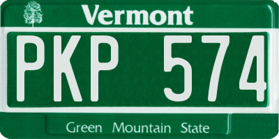 VT license plate PKP574