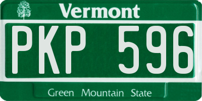 VT license plate PKP596