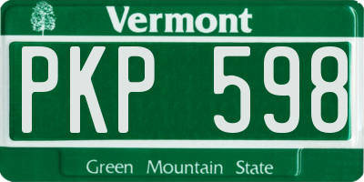 VT license plate PKP598