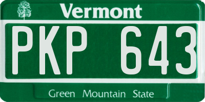 VT license plate PKP643