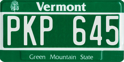 VT license plate PKP645