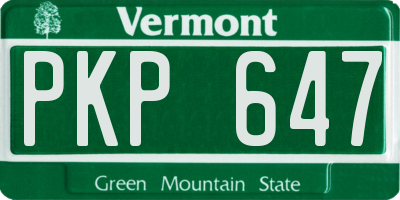 VT license plate PKP647