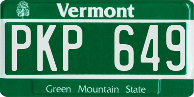 VT license plate PKP649