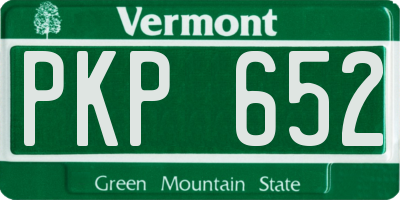 VT license plate PKP652