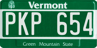 VT license plate PKP654