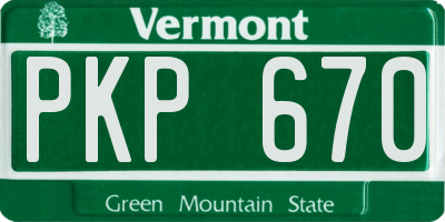 VT license plate PKP670